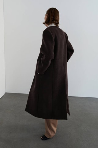 Manteau long en laine - Marron