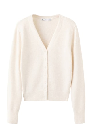 Cardigan maille col V - Écru