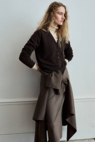 Cardigan maille col V - Marron