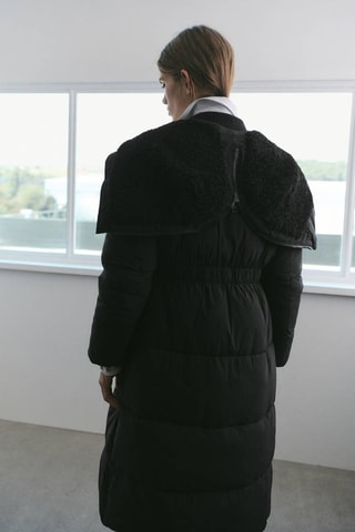 Anorak matelassé cintré capuche - Noir