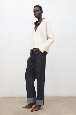 Cardigan maille tressée - Écru