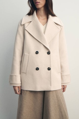 Manteau laine mélangée croisé - Gris clair