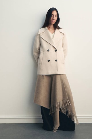 Manteau laine mélangée croisé - Gris clair