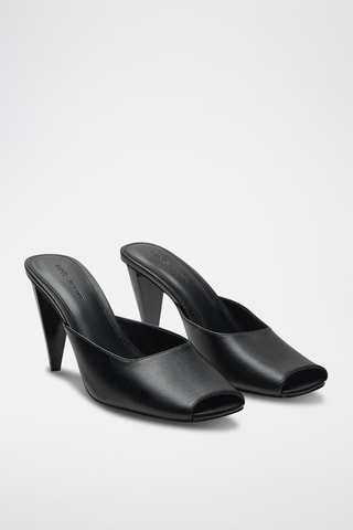 Chaussures cuir pointues ouvertes - Noir