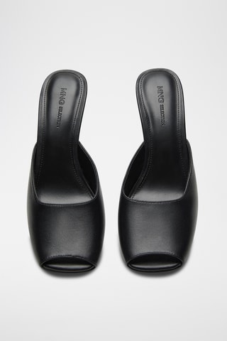 Chaussures cuir pointues ouvertes - Noir