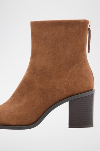 Bottines suède talon bloc - Marron clair