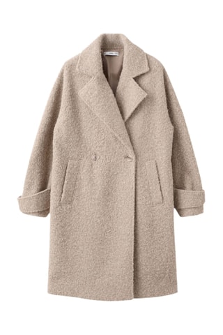 Manteau tissu bouclé à revers - Beige