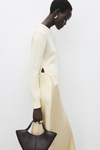 Pull maille ouvertures nœuds - Écru