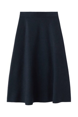 Jupe en maille en laine mélangée - Bleu marine
