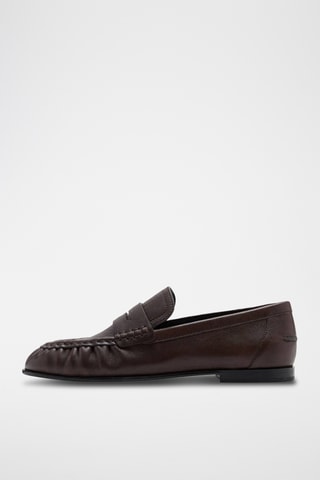 Mocassins cuir détail en forme de masque - Marron