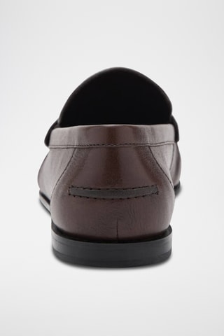 Mocassins cuir détail en forme de masque - Marron