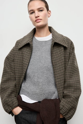 Veste laine pied-de-poule - Marron