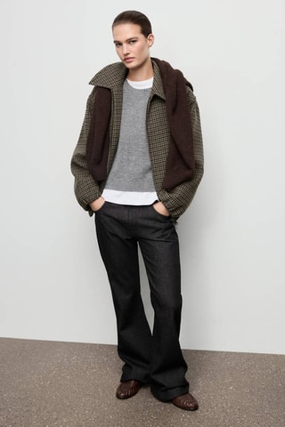 Veste laine pied-de-poule - Marron