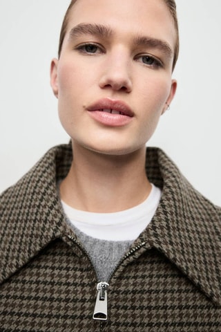 Veste laine pied-de-poule - Marron
