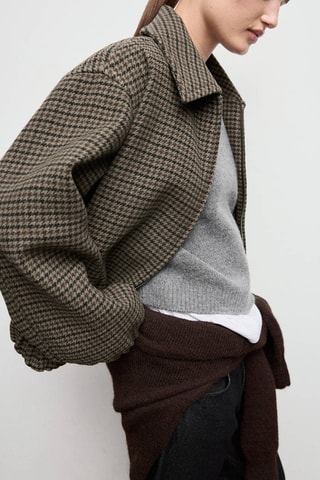 Veste laine pied-de-poule - Marron