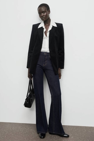 Blazer en velveton à poches - Noir