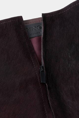 Minijupe en cuir et fausse fourrure - Rouge