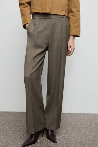 Pantalon wideleg taille élastique - Vert