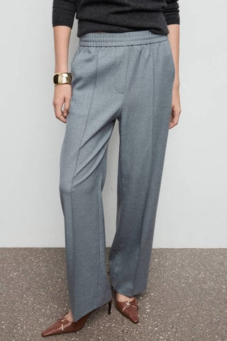 Pantalon wideleg taille élastique - Gris