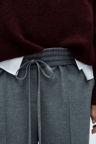 Pantalon wideleg taille élastique - Gris