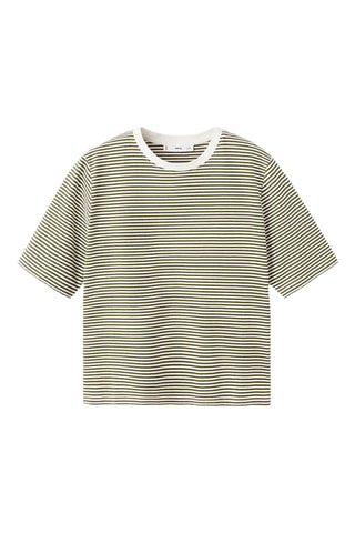 T-shirt coton à rayures - Vert clair