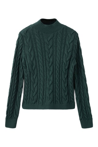 Pull-over torsades col montant - Vert clair