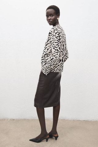 Pull-over maille imprimé animal - Marron