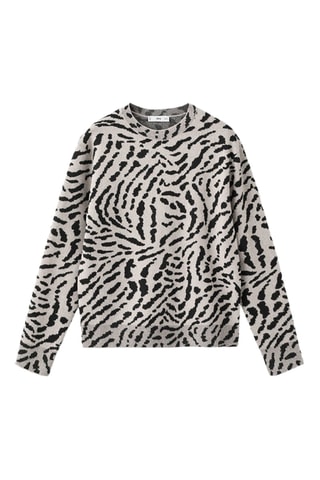 Pull-over maille imprimé animal - Marron