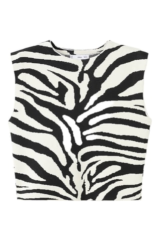 Top en maille à imprimé zèbre - Noir