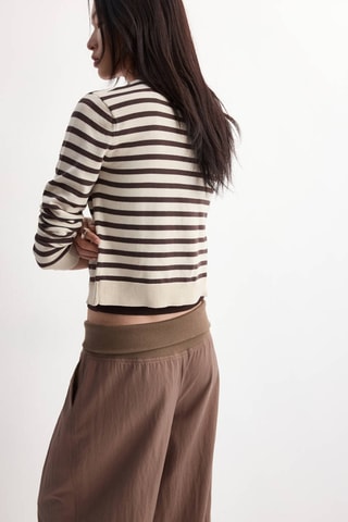 Cardigan maille rayures - Marron