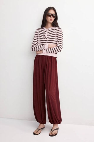 Cardigan maille rayures - Rose