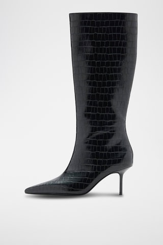 Botte effet cuir croco - Noir