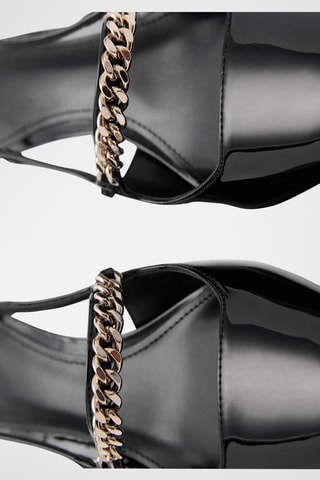 Chaussures talon bride maillons - Noir