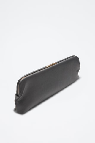 Pochette 100 % cuir - Gris