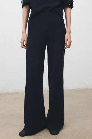 Pantalon droit rayure contrastée - Bleu marine
