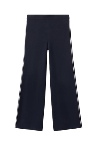 Pantalon droit rayure contrastée - Bleu marine