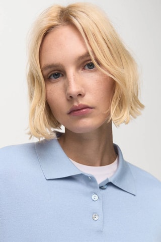 Pull-over laine col polo - Ciel