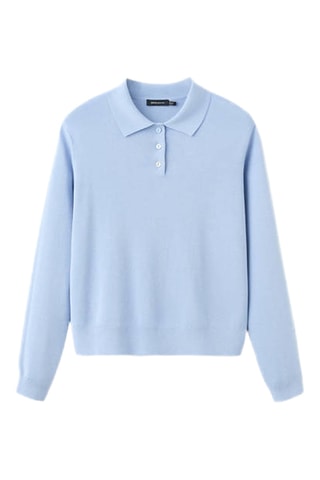 Pull-over laine col polo - Ciel