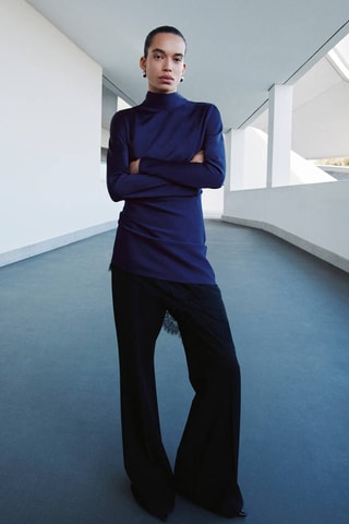 Robe en satin détail pinces - Indigo
