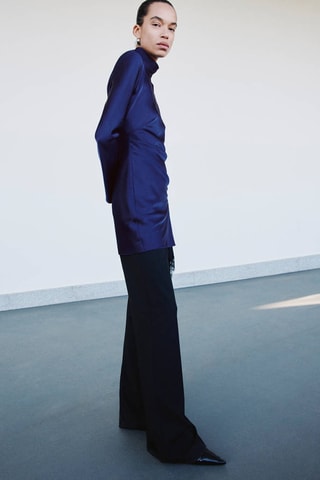 Robe en satin détail pinces - Indigo