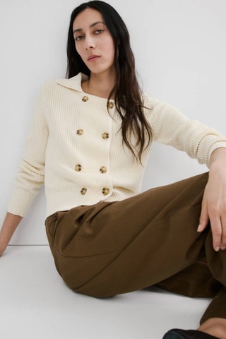 Veste maille boutons - Écru