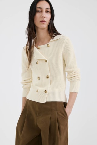 Veste maille boutons - Écru