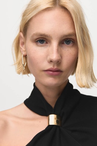Blouse asymétrique détail métallique - Noir