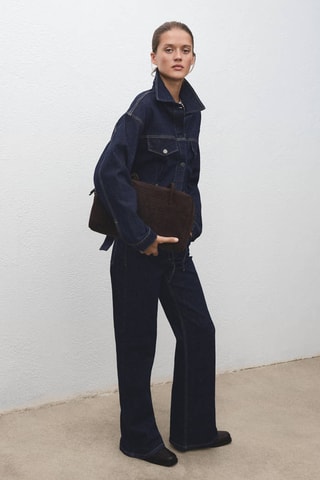 Veste jean cintrée à poches - Bleu