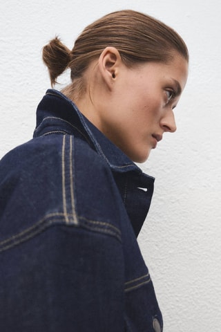 Veste jean cintrée à poches - Bleu