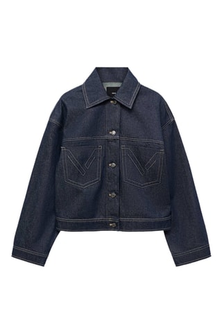 Veste denim coutures décoratives - Bleu