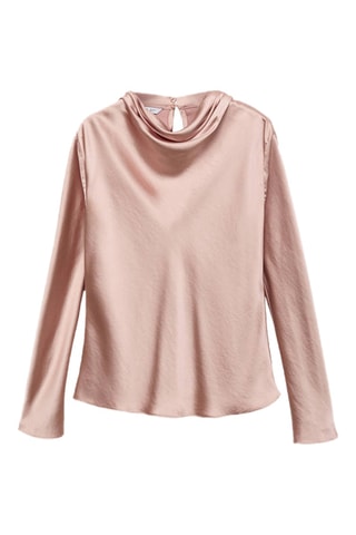 Blouse satin col bénitier - Rose clair