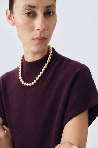 Pull-over laine col montant - Bordeaux