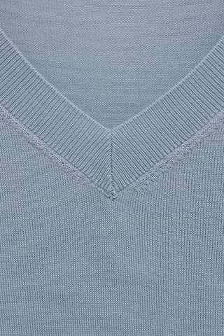 Pull-over 100 % laine manches courtes - Bleu