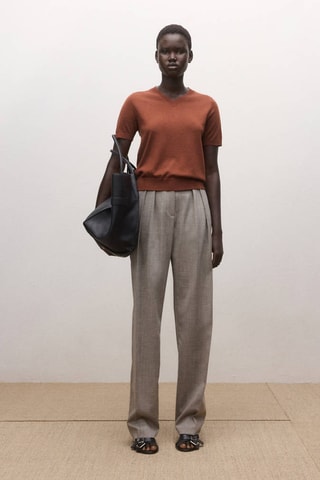 Pull-over 100 % laine manches courtes - Rouge